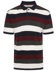 KAM Yarn Dye Stripe Pique Polo Burgundy